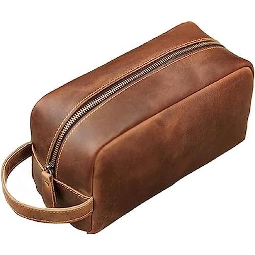 Travel Toiletry Bag for Men Leather Dopp Kit Bags Christmas Gift