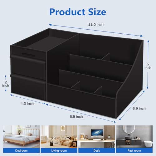 Simbuy Black Cologne Organizer for Men - Large Countertop Organizer with Drawers for Cologne, Perfume, Shaving & Skincare - Bathroom & Vanity Storage, Ideal Gift for Boyfriend, Husband, Dad & Friends