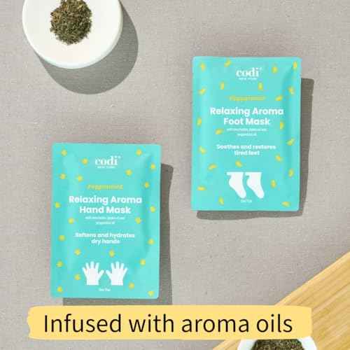 Relaxing Aroma Hand Mask 6 Pairs | Natural Scent | Soothes & Hydrates Dry Hands | Hydrating Hand Treatment for Rough Skin & Dry Cuticles | Home Spa Gloves | Korean Skincare (Peppermint)