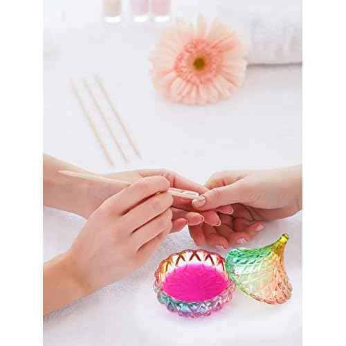 TOROKOM 2Pcs Dappen Dish for Acrylic Nails Monomer Dish with Lids Colorful Nail Cup Jars for Liquid Powder Dishes Glass Damping Dapping Dish Containers