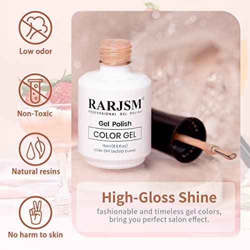 RARJSM Milky Rose Gel Nail Polish LED UV Gel Soak Off Clear Nude Pink French Manicure Light Pink Jelly Nail GelPolish Varnish Curing Requires 1pcs 15ml for Home Salon Nail Art DIY