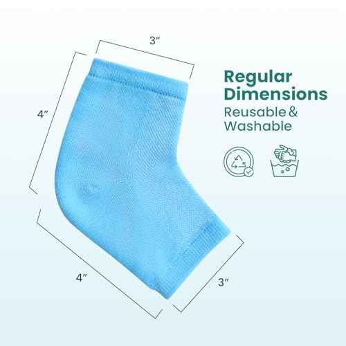 Moisturizing Heel Socks for Cracked Heel Treatment - Promifun 2 Pairs Moisturizer Socks for Dry Cracked Feet - Cracked Heel Repair - Heel Socks for Women & Men (Blue & Pink)