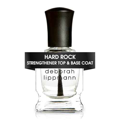 Deborah Lippmann Hard Rock Base and Top Coat | Promotes Healthy Growth for Soft Nails | Diamond Powder Strengthens and Protects Nail Polish | Clear, 50 Fl. Oz