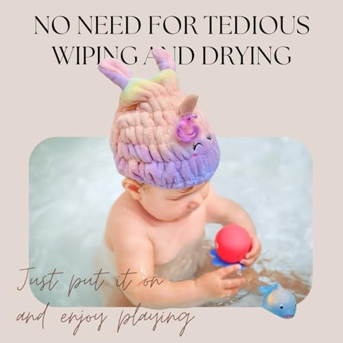 Microfiber Hair Towel Wrap for Kids, Unicorn Dry Hair Cap Suck Water, Absorbent Quick Girls Boys Hair Drying Towel, Lightweight Bouncy Hat Headscarf for Wet Hair