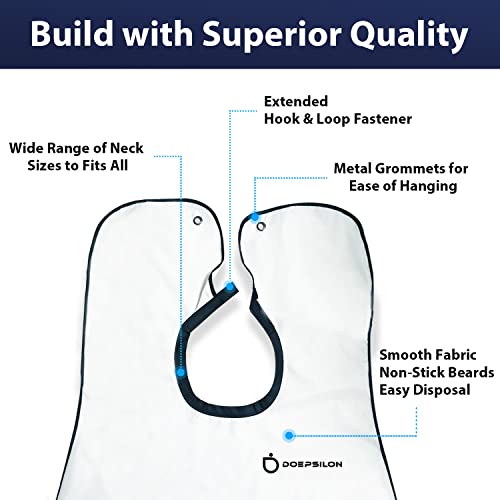 Beard Bib Apron, Beard Bib Hair Catcher for Shaving, Non-Stick Beard Shave Cape with Suction Cups, Grooming Accessories for Men, Gifts for Men Husband Father (White)