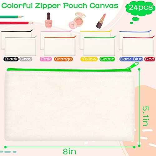 ZeeDix Canvas Pouch- Multi-purpose Cosmetic Bag with Zipper, DIY Craft Canvas Zipper Pouch Blank Makeup Bags Bulk Travel Toiletry Bag for Storage (8.3 x 5 inches)