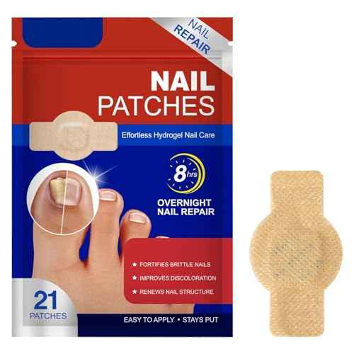 Nail Patches, 8-Hour Overnight Treatment, Fast-Acting Toenail Repair Patches, 21 Patch,for Damaged Nails Foot Nails Repair and Care,Strengthens Brittle Nail