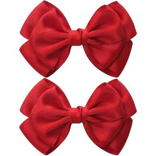 4.5 Inches Double Hair Bows for Women Girls Thick Ribbon Boutique Alligator Clips Hair Accessories for Older Kids Children Young Girls 2 Pcs (Red)