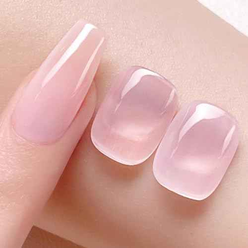 Born Pretty French Manicure Kit, Nail Stamper and 2Pcs Gel Nail Polish, Include Jelly Milky Pink White Colors for French Tip, U V Light Cure