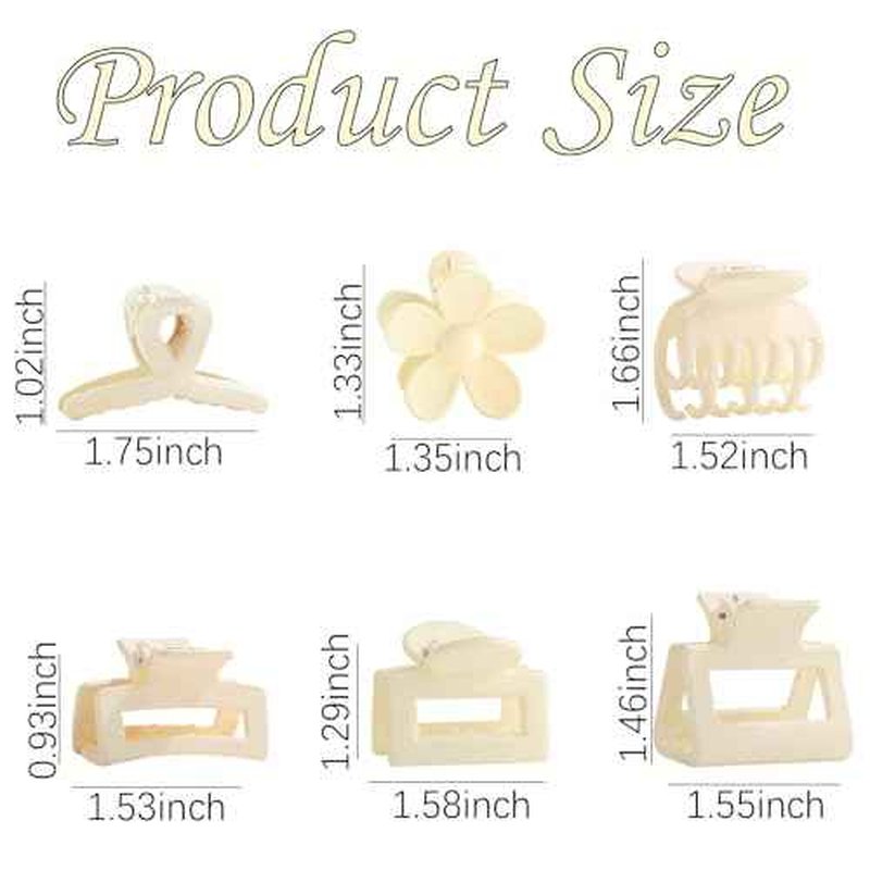 18Pcs Medium Hair Clips for Women Girls - Matte Love, Triangle, Ribbon and Semicircle Styles for Thin/Thick Hair, Cute Nonslip Accessories (White, Brown, Black)
