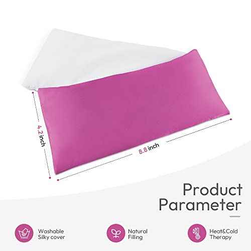 Lavender Eye Pillows for Relaxation, Yoga Eye Pillow for Meditation, Microwavable Weighted Eye Pillow for Yoga, Moist Heat & Cold Eye Compress with Aromatherapy (Rose Red) - 2 Pack