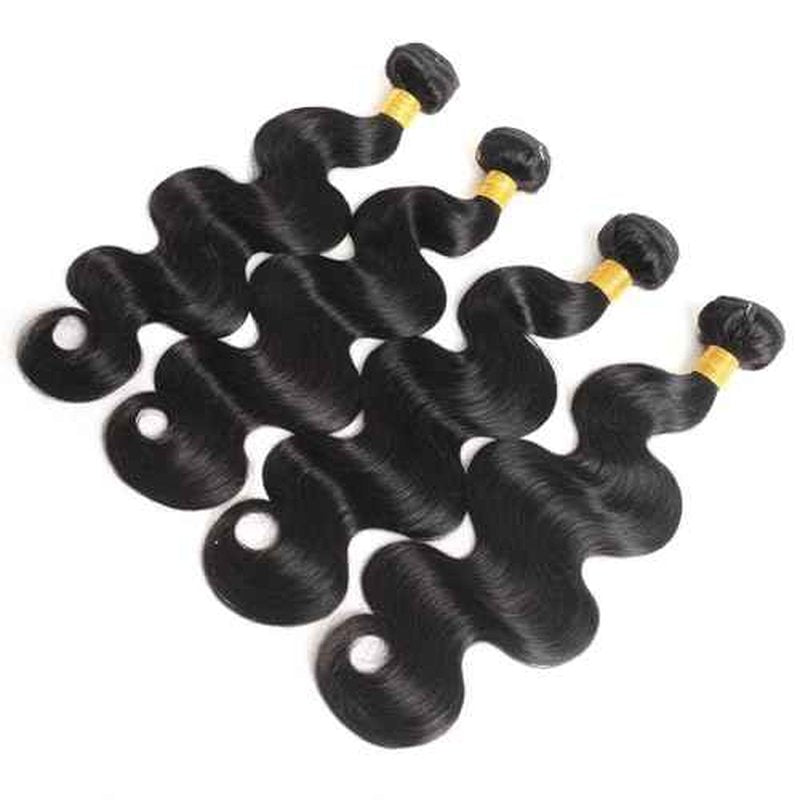 12A Human Hair Bundles Body Wave 4 Bundles Human Hair 20 22 24 26 Inch 100£¥ Unprocessed Brazilian Virgin Hair Quick Weave Wavy Human Hair Extensions for Women Natural Black