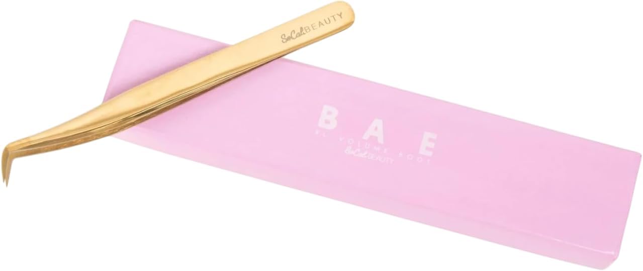 **Bae XL Volume Boot Tweezer - Professional Gold Tweezers for Mega Volume Lash Extensions | Extra-Long Design**