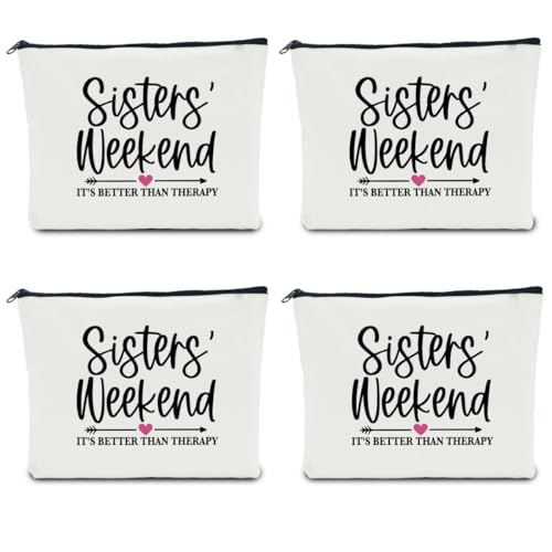 4 Pcs Girls Weekend Gifts for Women Girls Trip Favors Makeup Bag Cosmetic Bag Bestie Gifts Weekend Bag Coin Purse for Female Lady Girl Daughter Friend Travel Vacation Christmas Birthday