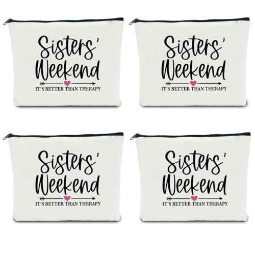4 Pcs Girls Weekend Gifts for Women Girls Trip Favors Makeup Bag Cosmetic Bag Bestie Gifts Weekend Bag Coin Purse for Female Lady Girl Daughter Friend Travel Vacation Christmas Birthday
