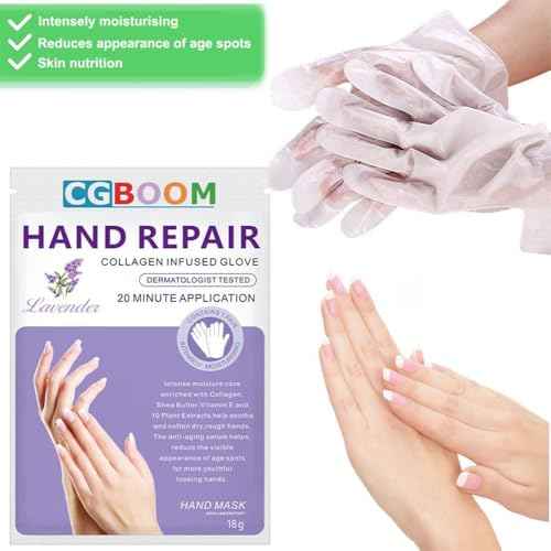 Hand Mask Moisturizing Glove 5 pack, Hand Peel Mask Exfoliating Gloves, Hand Repair Glove for Dry Hands Treatment, Remove Dead Skin, Rough Skin, purple