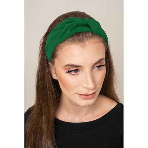 Top Knot Headband for Women Green Non Slip Fashion Wide Knotted Headbands Hair Accessories for Women Girls