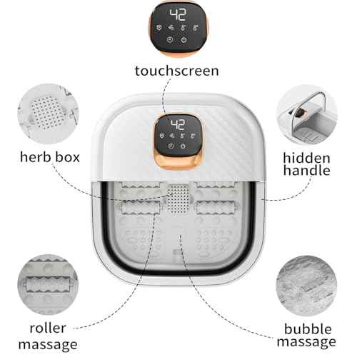 Collapsible Foot Spa with Heat, Foldable Foot Bath Massager with Temperature Control Touchscreen, Foot Massage Rollers, Pedicure Spa for Home, Office, Relaxation, Gift for Men & Women