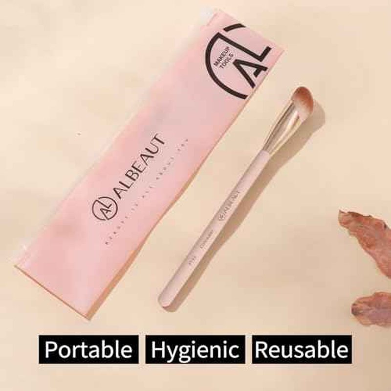 Small Angled Concealer Brush For Under Eye Brightening, Precision Face Makeup Brush (193 concealer brush-Pink)
