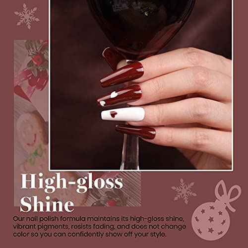 Beetles Winter Gel Nail Polish - 6 Colors Burgundy Red Brown Champagne Gold Brown Gel Polish, Soak off Uv Lamp Nail Manicure Kit DIY Gifts for Women