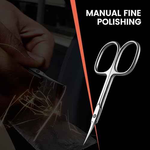 BEZOX Curved Cuticle Scissors - Precision Manicure Scissor Nail Cuticle Trimmer, Professional Stainless Steel Nail Scissors for Cuticle Care, Cuticle Cutter Small Scissors for Women - Silver