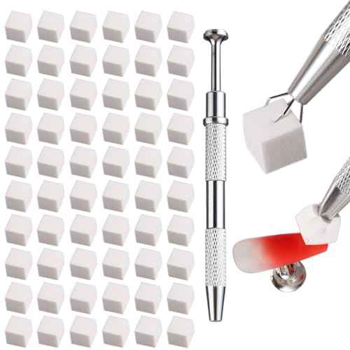 Soft Sponges with Grabbing Pen for Ombre and Aura Nail Art with Brush, Professional Manicure Nail Art Tools Accessories Supplies, 100 Pieces