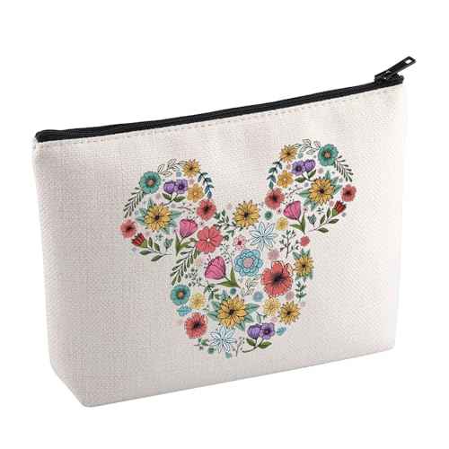 KUIYAI Flower And Garden Festival Makeup Bag Epcot Festival Toiletry Bag Floral Mouse Head Gift Kingdom Family Trip Gift (MouseFlowerMup)