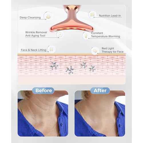 Light Based Face-Neck-Massager - 7 Color Portable Facial Massager for Skin Care, Rose Gold