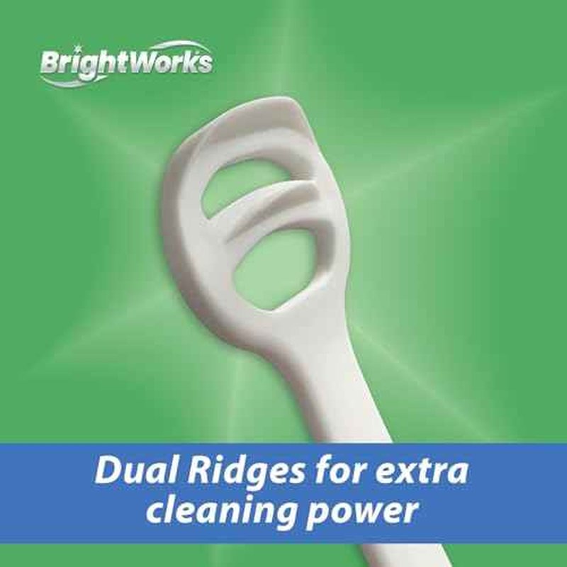 Brightworks Disposable Tongue Scraper for Adults ? 96 Count Hygienic Tongue Cleaner for Fresh Breath ? Recycled Plastic, Curved Design Tongue Cleaner ? Travel-Friendly