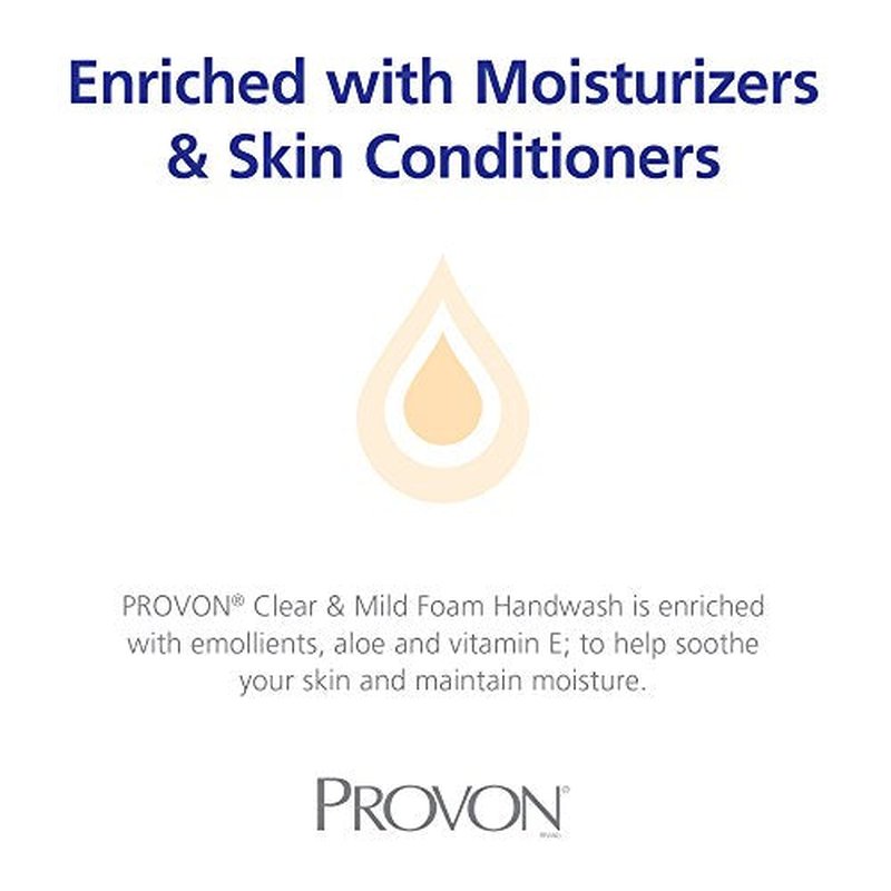 GOJO PROVON Clear & Mild Foam Handwash, Fragrance Free, EcoLogo Certified, 700 mL Foam Hand Soap Refill for PROVON ADX-7 Push-Style Dispenser (Pack of 4) - 8721-04