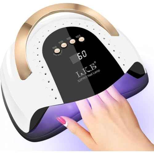 268W UV LED Nail Lamp, LKE Nail Dryer for Gel Polish, 4 Timers UV Nail Lamp Professional Nail Light, 57Pcs Lamp Beads and Automatic Sensor(White)