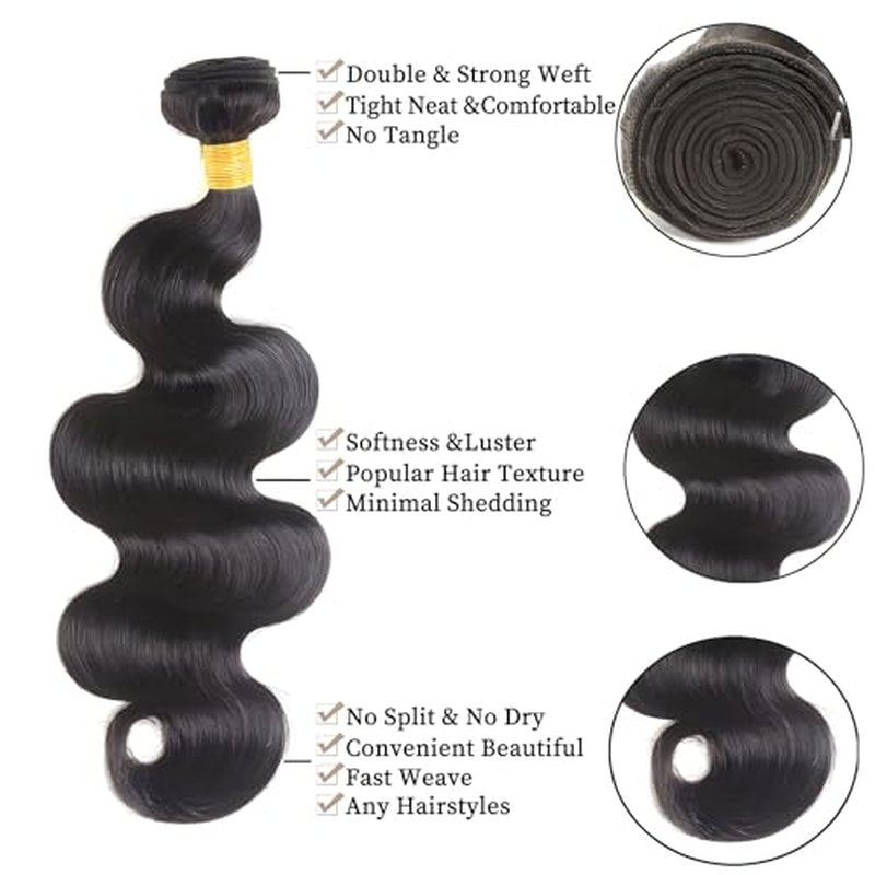 12A Human Hair Bundles Body Wave Bundles Human Hair Raw Human Hair Bundles Virgin Bundles 100% Unprocessed Weave Bundles Human Hair Extensions Natural Color 26 Inch