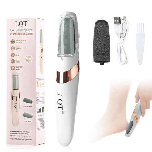 LQT¢ç Electric Foot File ? Rechargeable Callus Remover for Hard, Cracked Skin ? at-Home Pedicure Kit for Smooth Feet (Men & Women) (White)