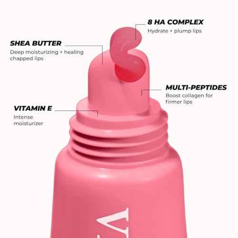Vitamasques Lip Butter Balm Strawberry, Korean Lip Balm - Peptide Lip Treatment - Lip Balm Hydrating - Light Tinted Lip balm - Made in Korea - 0.33 fl.oz