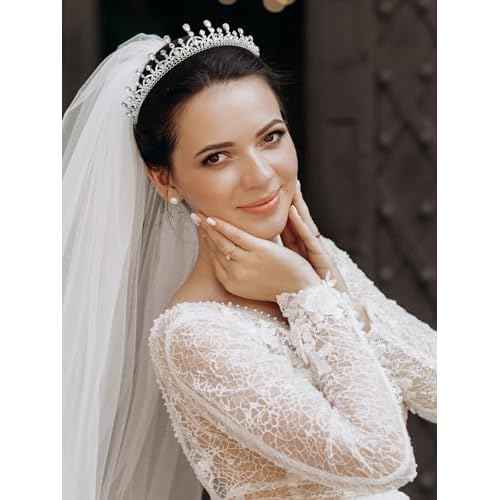 SWEETV Princess Tiara for Women, Crystal Wedding Tiaras for Bride, Silver Crown for Birthday Quinceanera Pageant Party Prom,Costume Hair Accessories Gift