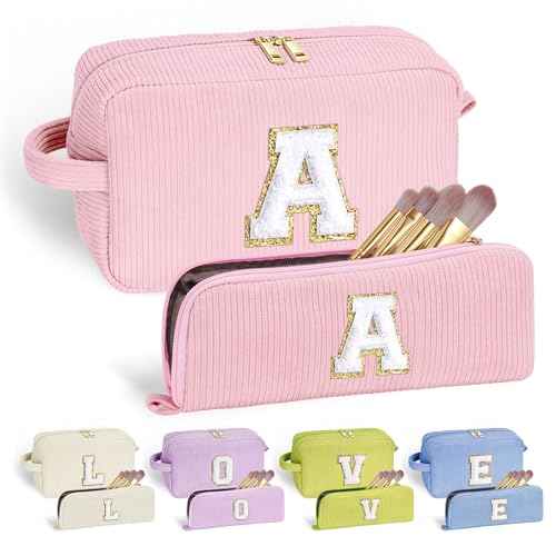 YOOLIFE Initial Travel Makeup Bag Cosmetic Bag - Teen Girl Gifts Trendy Stuff Friend Birthday Gifts for Women Teen Girl Kids
