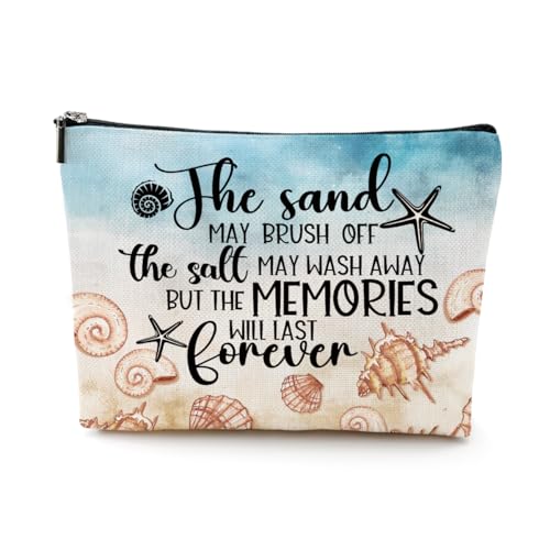 Funny Beach Gifts for Women Cosmetic Bag Travel Ocean Beach Vacation Essentials for Girls, Bestie, Mom, Summer Beaches Lover Makeup Bag Girls Trip Gifts Favors Stuff Birthday Christmas Graduation