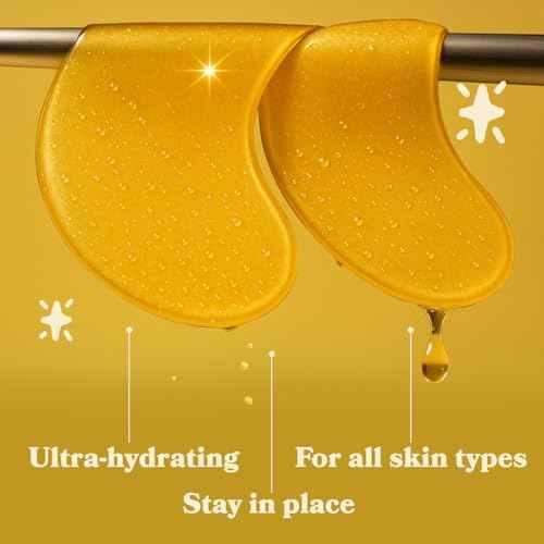 LE GUSHE Gold Under Eye Patches for Puffy Eyes and Dark Circles (30 Pairs) - Hydrating Collagen Under Eye Masks with Snail Mucin - Soothing Puffy Eyes Treatment for Women & Men - Bridesmaid Gifts