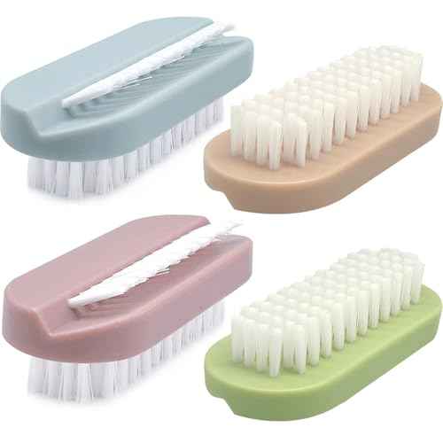 Nail Brush for Cleaning Fingernails Two Sided Hand Fingernail Scrub Brush Soft Stiff Bristles Nail Scrubber Brushes for men women kids,4 PCS