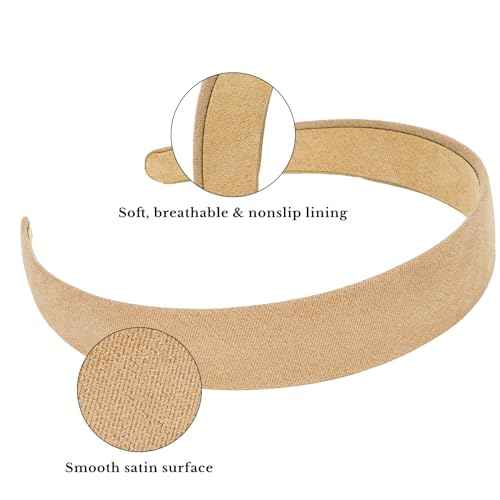 Wecoe 10pcs Suede Like Wide Headbands - Non Slip Fashion DIY Costume Hair Accessories for Women & Girls - Neutral, White, Grey, Yellow, Blue, Brown