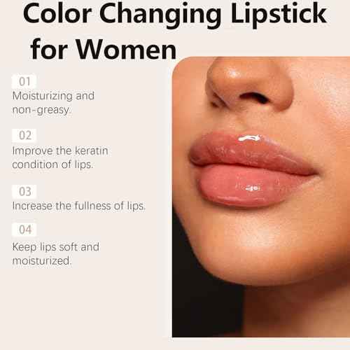 Color Changing Lipstick for Women, PH Lipstick Color Changing, Clear Lip stick That Changes Color (1PCS)