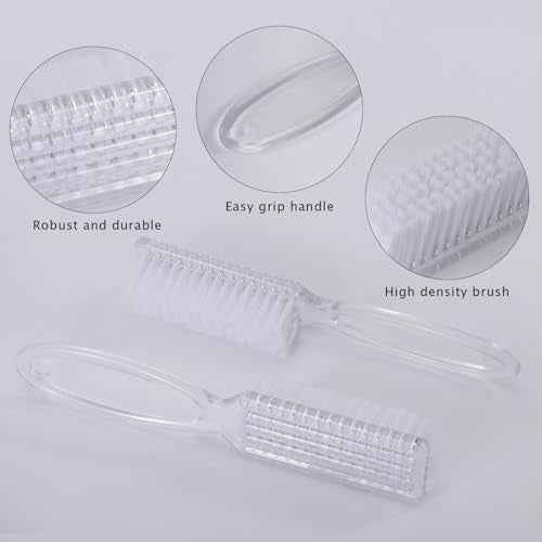 Yebeauty Nail Brush Fingernail Cleaner, 4 Pack Hand Scrub Cleaning Brush Plastic Hand Finger Toes Scrubbing Brush, Pedicure Nail Scrubber,Clear