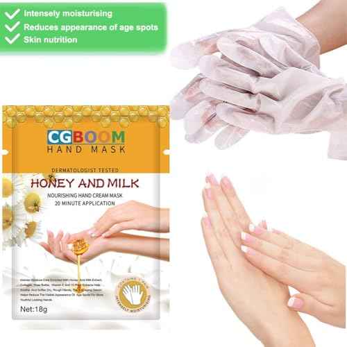 Hand Mask Moisturizing Glove 3 pack, Hand Peel Mask Exfoliating Gloves, Hand Repair Glove for Dry Hands Treatment, Remove Dead Skin, Rough Skin, Honey Milk