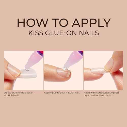 KISS Classy, Press On Nails, Nail glue included, 'Dashing', Light White, Medium Size, Almond Shape, Includes 28 Nails, 2g glue, 1 Manicure Stick, 1 Mini File