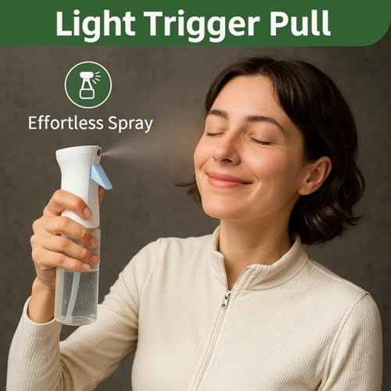 2-Pack Continuous Fine Mist Spray Bottle for Hair - Patented Ultra-Fine Mist for Hairstyling, Cleaning, Plants, and More - BPA-Free, Leak-Proof, 360¡Æ Spray, Durable - White (300 ml/10.1oz)