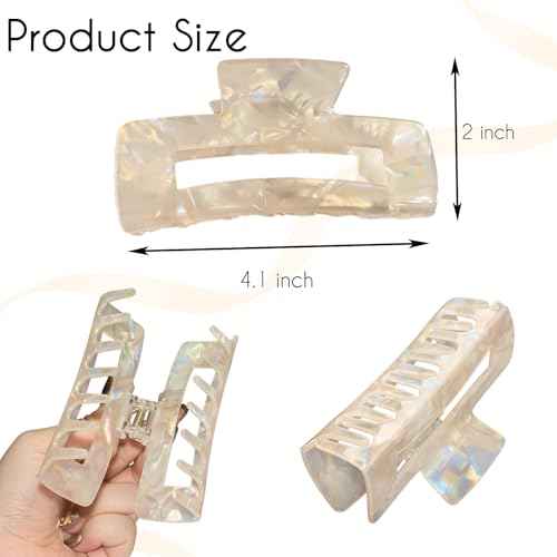 Large Claw Clips 4.1 IN Tortoise Acrylic Stylish Hair Accessories for Thick and Thin Hair 2pc Set Cute Clips for Women Teen Girls (Coral+light yellow)
