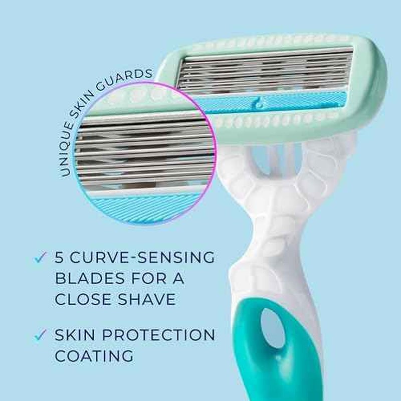 Schick Hydro Silk Sensitive Women's Disposable Razors, 6ct | 5-Blade Disposable Razors for Women Sensitive Skin | Travel Razor for Women