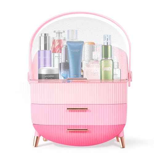 Teen Girls Gift Makeup Organizer,Skincare Organizer Jewelry Storage,Cosmetics Storage and Display Case,Make Up Holders and Organizers for Countertop,Bathroom Organizer (Triple Pink)