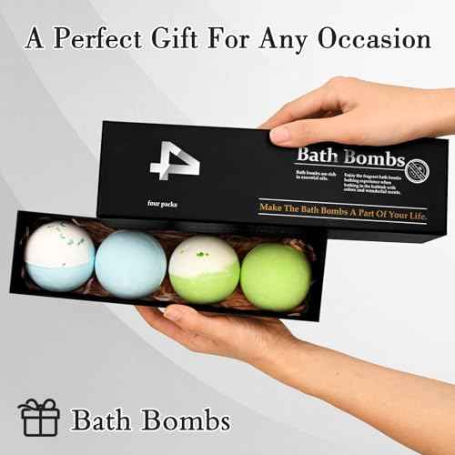 4 Pcs Bath Bombs for Men, Handmade Large Bath Bomb for Bubble&Spa Bath,Organic Essential Oil Bathbombs with Natural Ingredients Relaxing Scents,Great Gift Set for Him,Father,Husband,Boy Friend