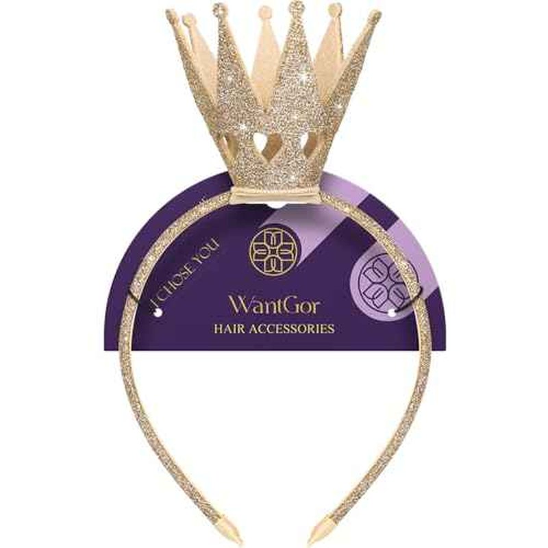 WantGor Gold Crown Headband, Women Glitter Queen Crown Hairband Headwear Shiny Princess Headbands for Birthday, Cosplay, Party Decorations, Halloween Costume Hair Accessories (Gold, M)